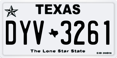 TX license plate DYV3261