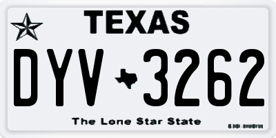 TX license plate DYV3262