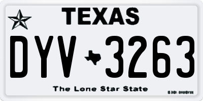 TX license plate DYV3263