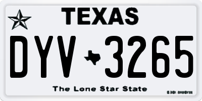 TX license plate DYV3265