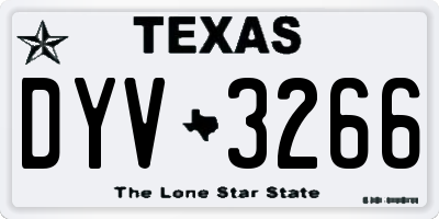 TX license plate DYV3266
