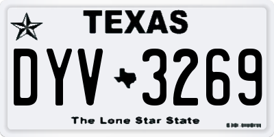 TX license plate DYV3269