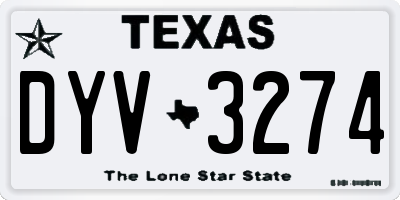 TX license plate DYV3274