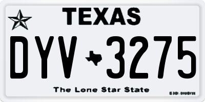 TX license plate DYV3275