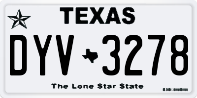 TX license plate DYV3278
