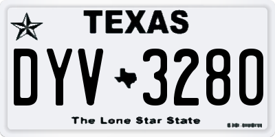 TX license plate DYV3280