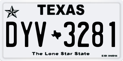 TX license plate DYV3281