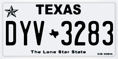 TX license plate DYV3283