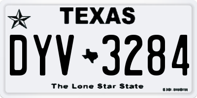 TX license plate DYV3284