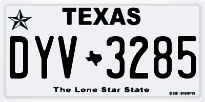 TX license plate DYV3285