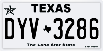 TX license plate DYV3286