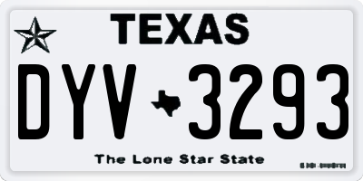 TX license plate DYV3293