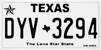 TX license plate DYV3294