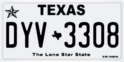 TX license plate DYV3308