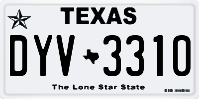 TX license plate DYV3310