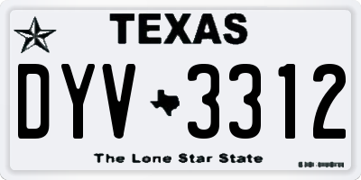 TX license plate DYV3312