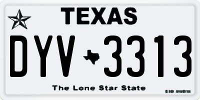 TX license plate DYV3313