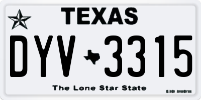 TX license plate DYV3315