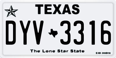 TX license plate DYV3316