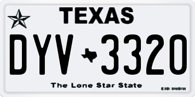 TX license plate DYV3320