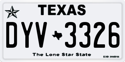 TX license plate DYV3326