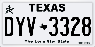 TX license plate DYV3328