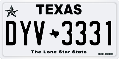TX license plate DYV3331