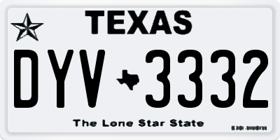 TX license plate DYV3332