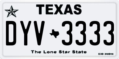 TX license plate DYV3333