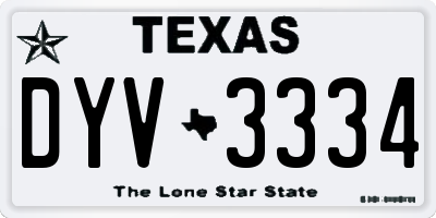 TX license plate DYV3334