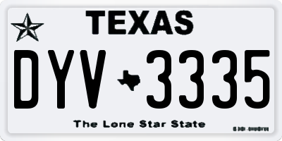 TX license plate DYV3335