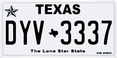 TX license plate DYV3337