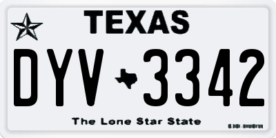 TX license plate DYV3342