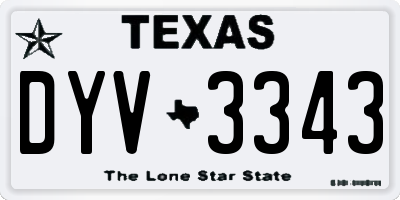 TX license plate DYV3343