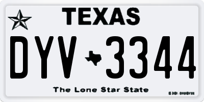 TX license plate DYV3344