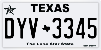 TX license plate DYV3345