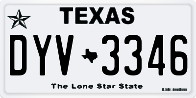 TX license plate DYV3346