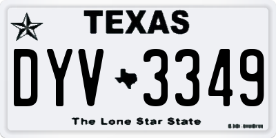 TX license plate DYV3349