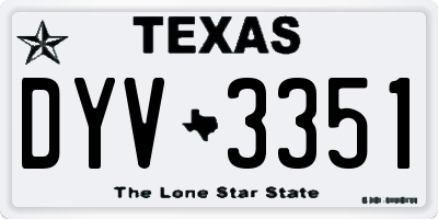 TX license plate DYV3351