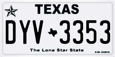 TX license plate DYV3353