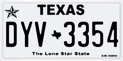 TX license plate DYV3354