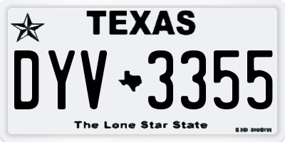 TX license plate DYV3355