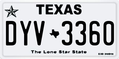TX license plate DYV3360