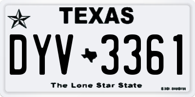 TX license plate DYV3361