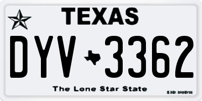 TX license plate DYV3362