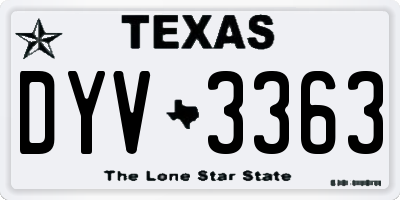 TX license plate DYV3363