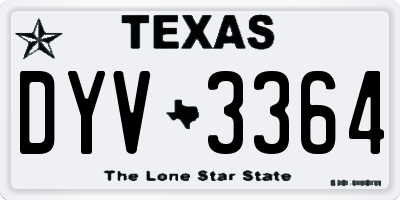 TX license plate DYV3364