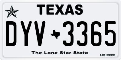 TX license plate DYV3365
