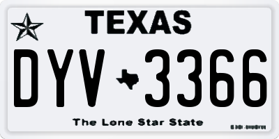 TX license plate DYV3366