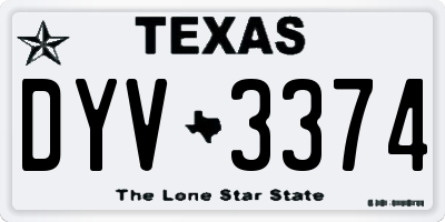 TX license plate DYV3374